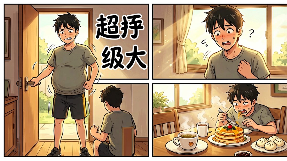 健身房？不，我的胃告诉我……先去吃早餐。