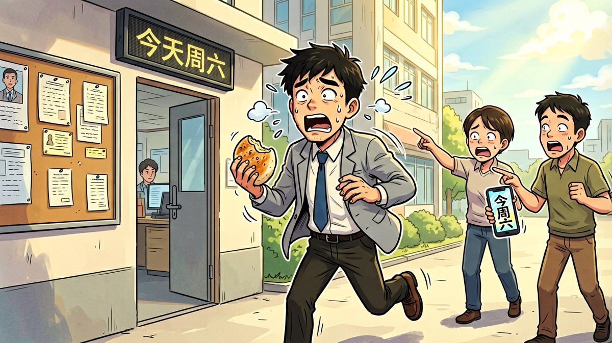 同事：你今天...不记得是周六吗？