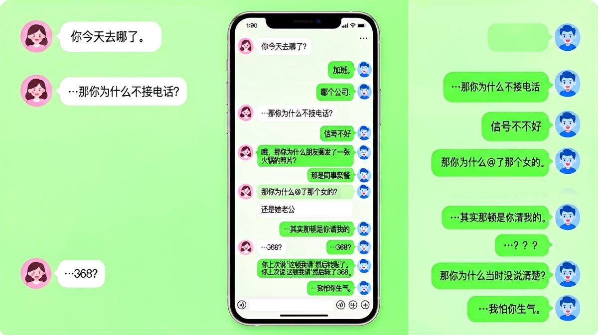 女生查岗男生去火锅店，男生解释'同事聚餐'结果消费记录暴露。