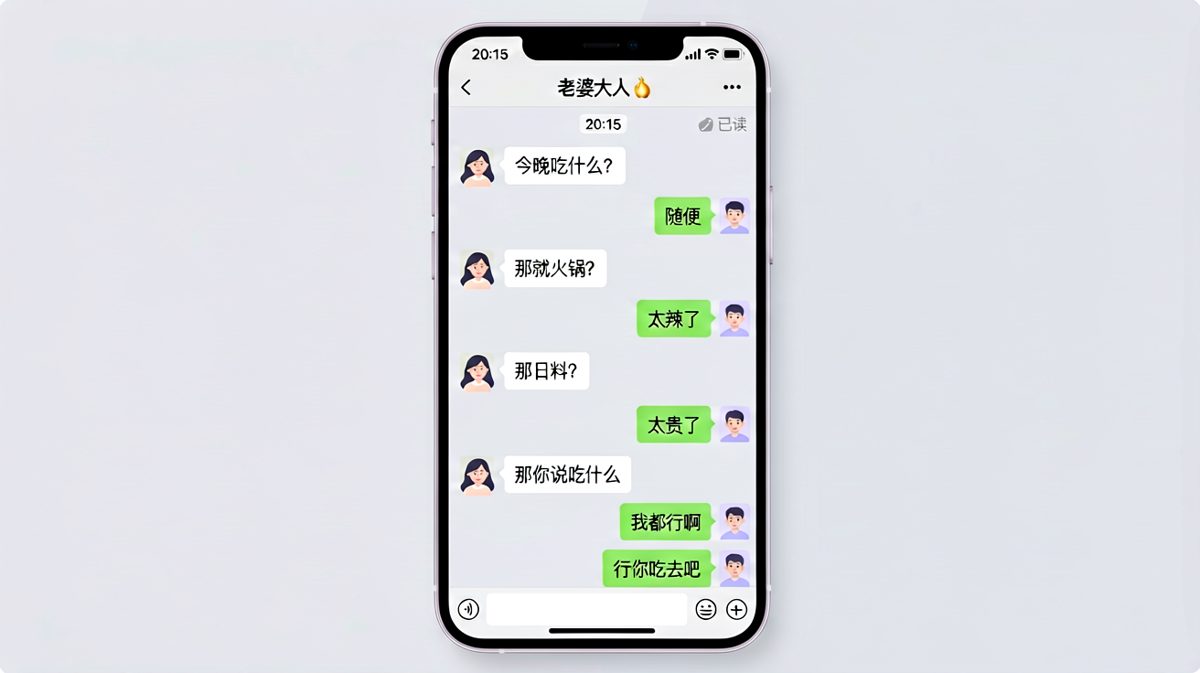 男生用'随便'开闸，最终被'随便你吃去吧'反杀。