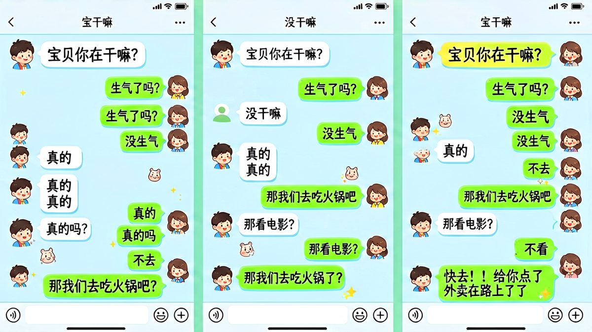 女生说没生气但句句是气，直到提到打游戏才开心