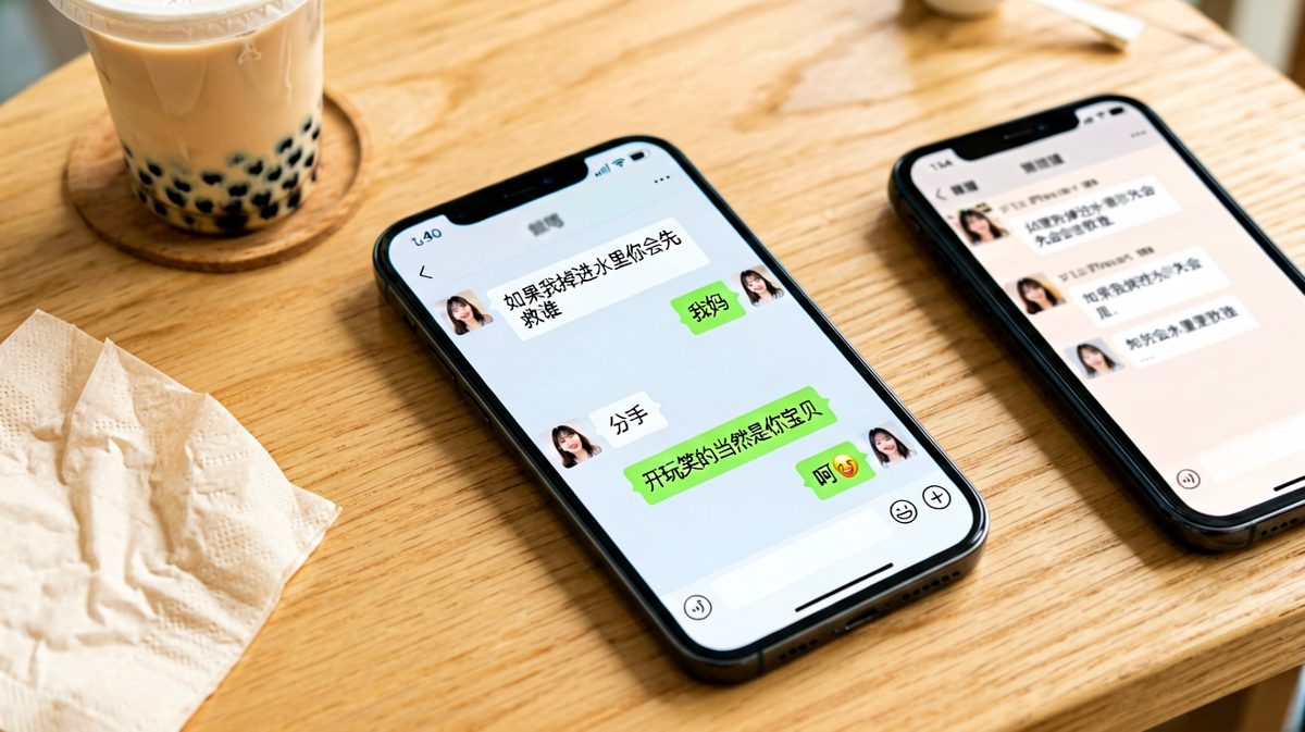 送命题现场，男生靠急智逃过一劫但女生已经不想理他了。