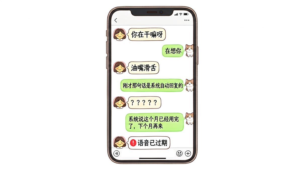 男生说'在想你'原来是系统自动回复，女生的崩溃表情包