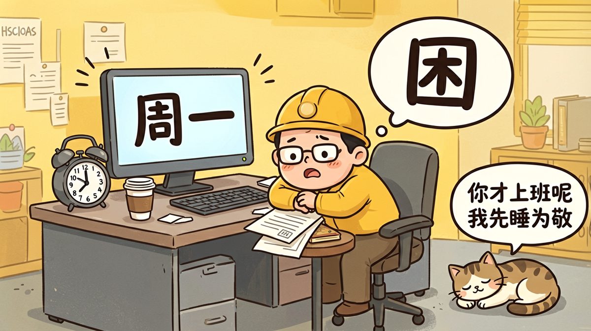 周一早上的我：肉体已到岗，灵魂还在床上。