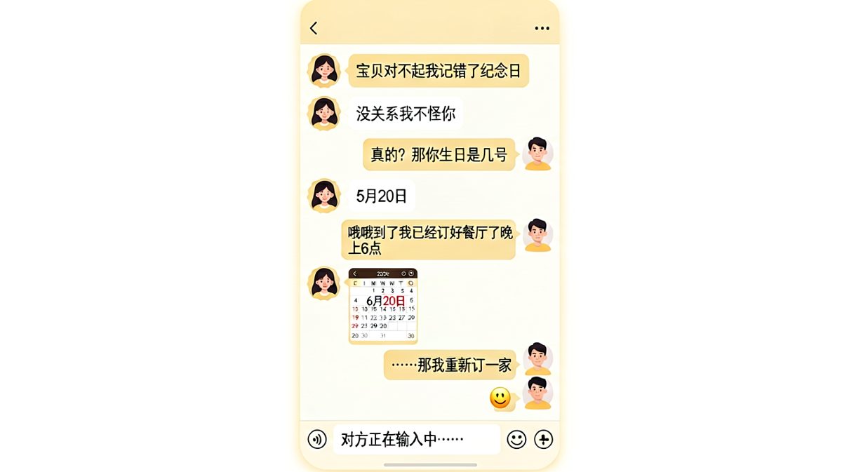 纪念日搞错之后是长达十分钟的输入中