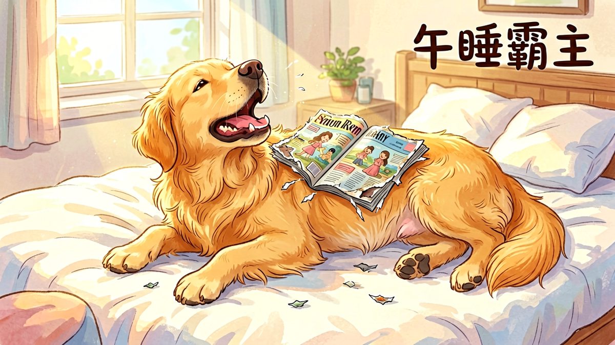 金毛的午睡哲学：天大地大，睡觉最大。