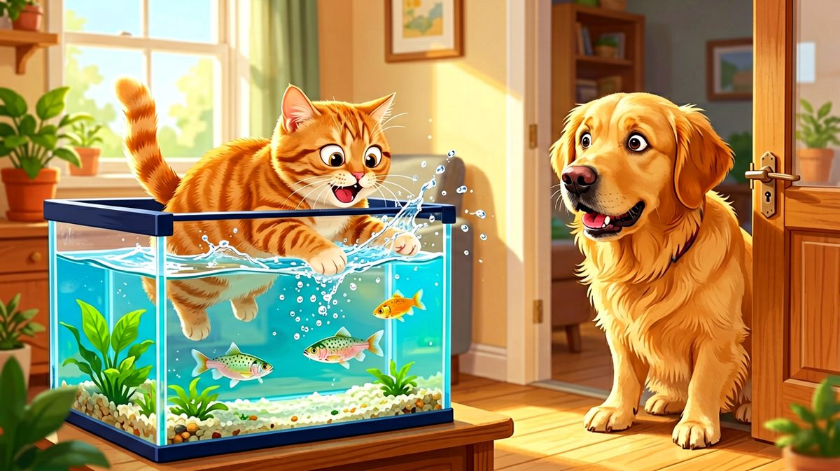 猫：我就捞一条！狗：你全家都捞！