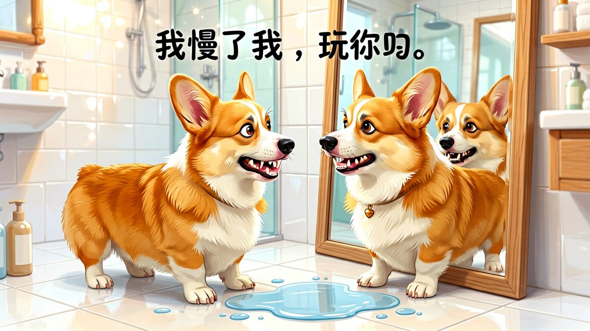 狗：你敢不理我？！镜子里的狗：……