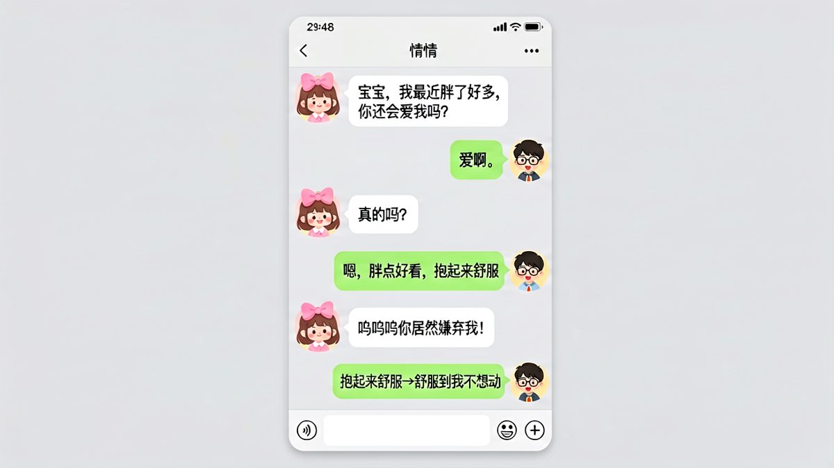女生试探体重危机，男生用一句话把求生欲变成求生不能。