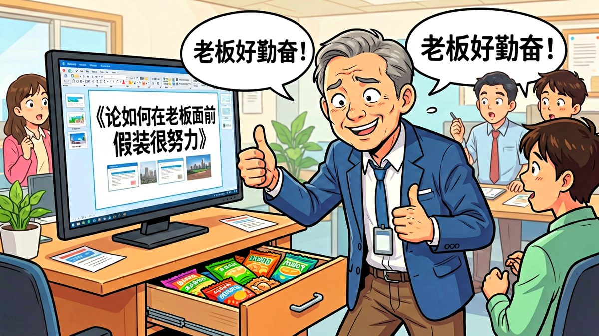 老王急中生智，表演了一出'努力人设'。