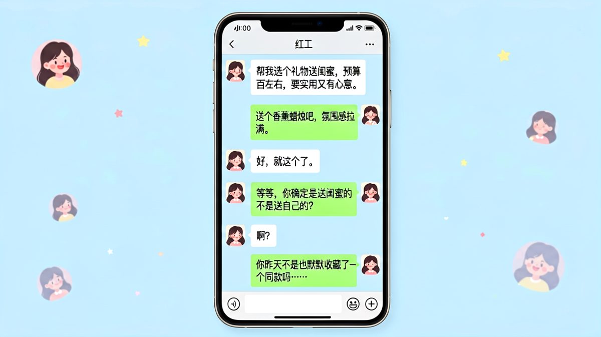让男生帮选礼物送闺蜜，结果男生发现她自己早就收藏同款。