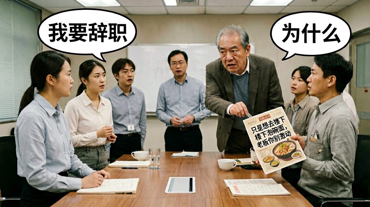 员工：我要辞职！老板：怎么了？员工：我想去泡碗面。老板：……