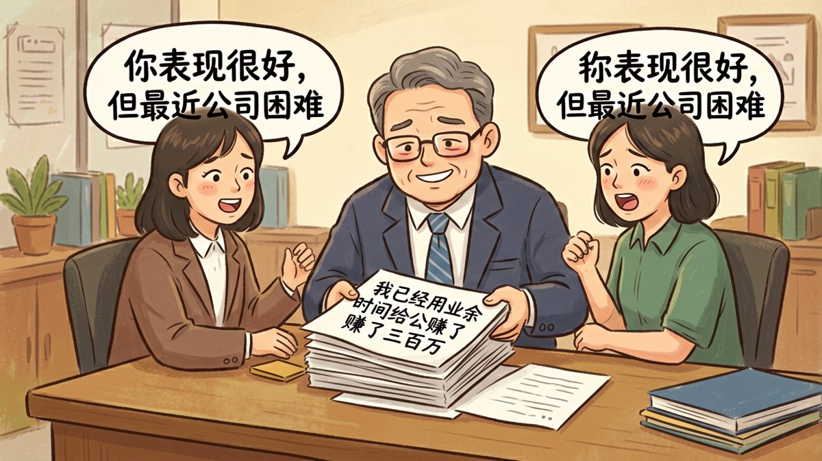 老板：公司困难。员工：所以我上个月偷偷赚了公司的钱，你要不要感谢我？