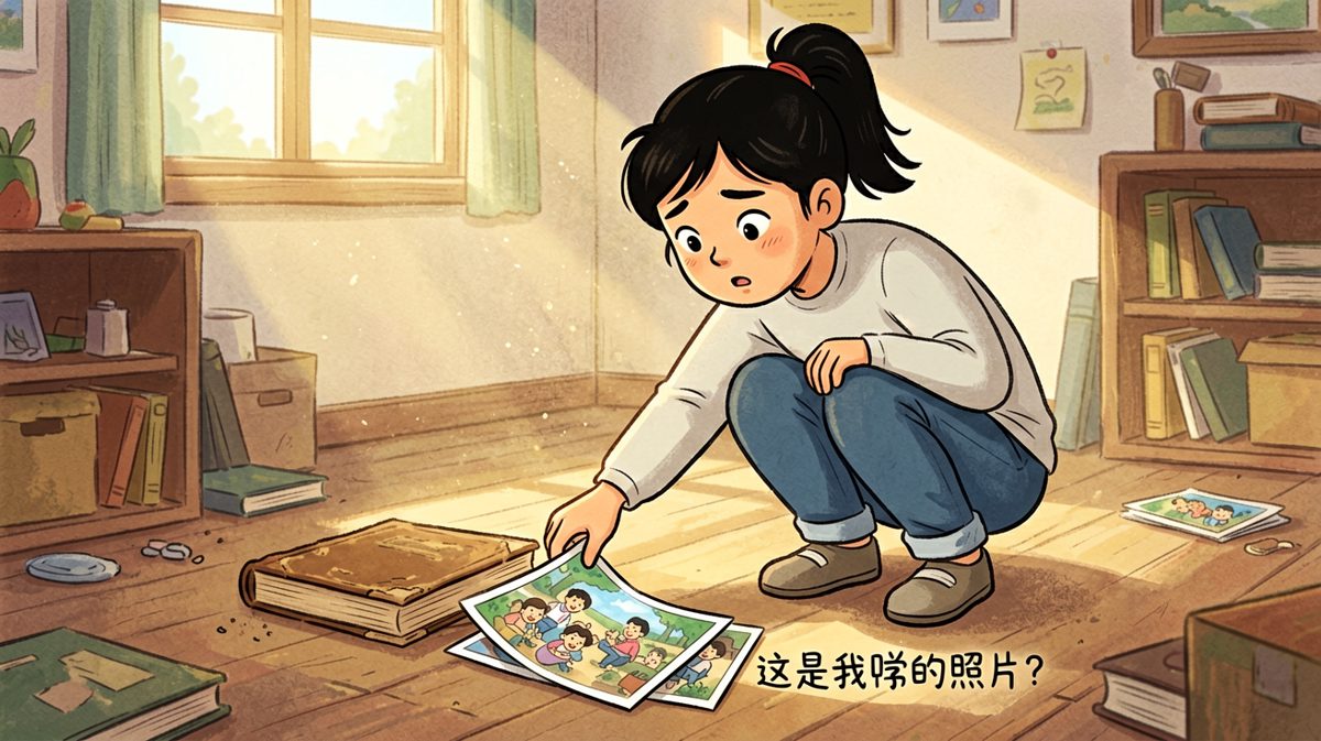 收拾着收拾着，旧照片突然掉落……