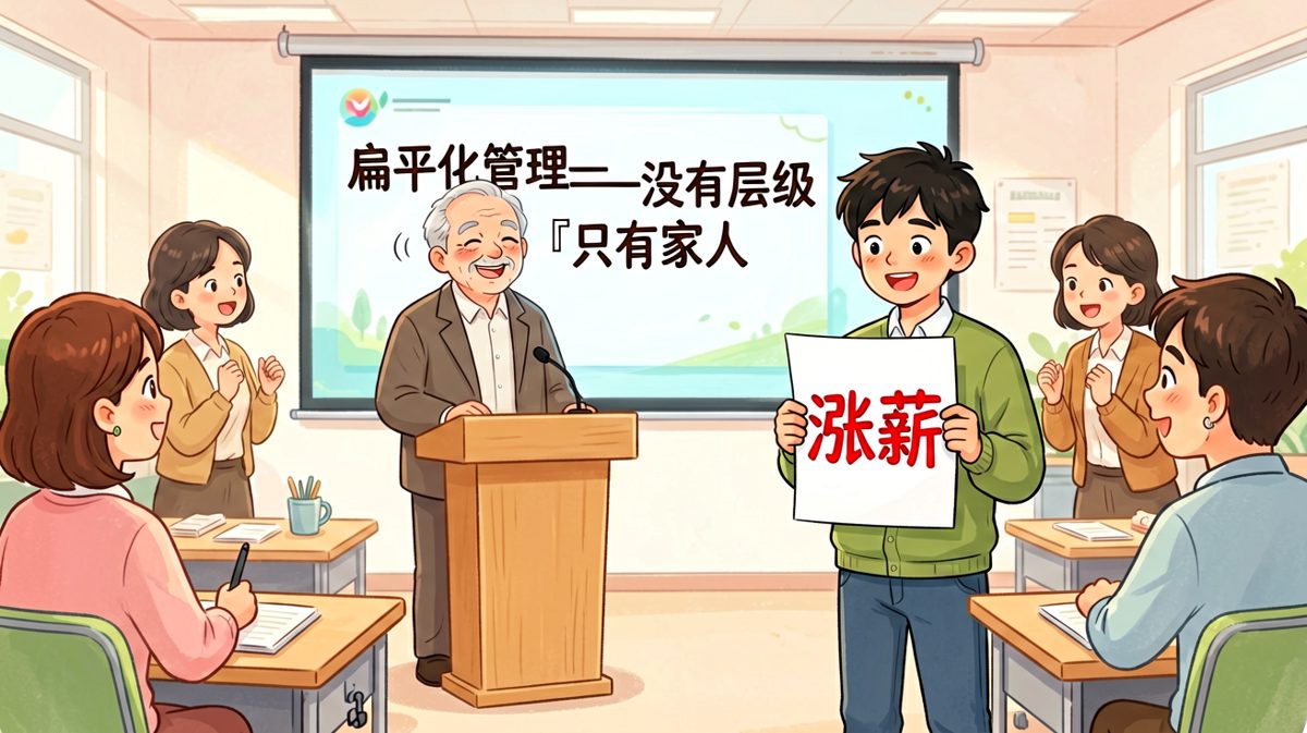 老板说扁平化管理，员工说那我直接扁一下涨薪