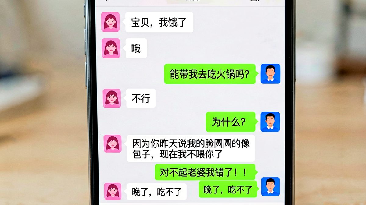 说对方脸像包子的代价，就是饿着肚子认错。