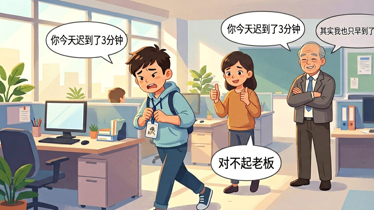 老板抓迟到，结果自己也是迟到选手