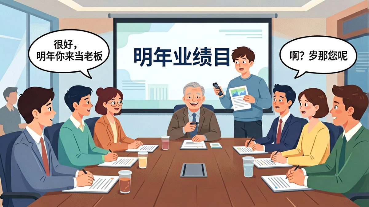 老板表扬完直接画饼：明年你当老板