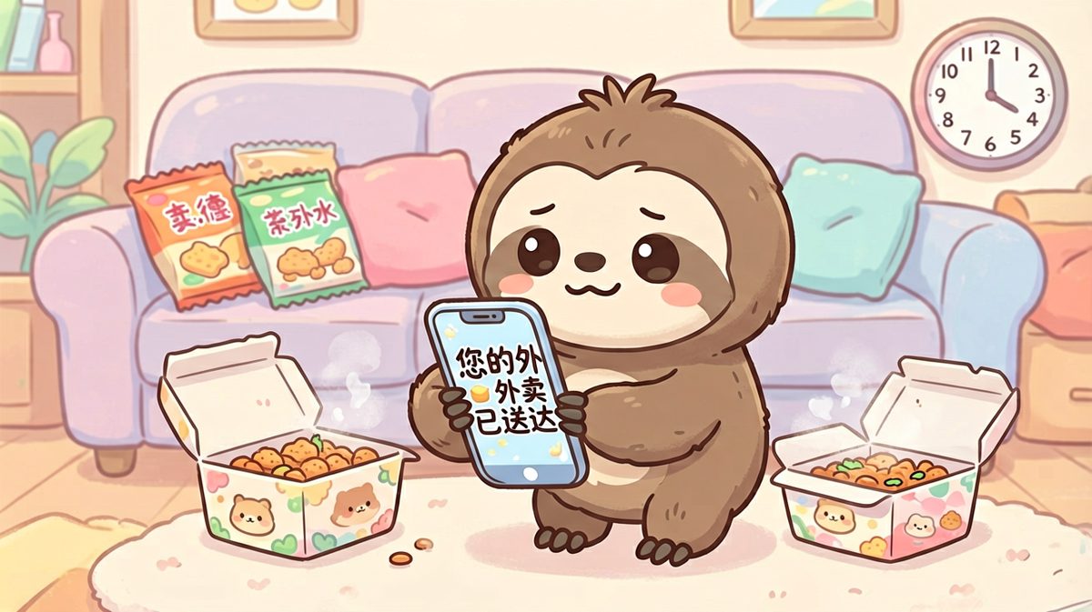 等外卖的树懒：再晚也要等到它变凉