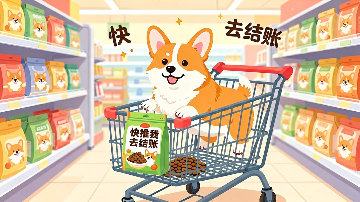 本汪今天要实现零食自由，推车，走你！