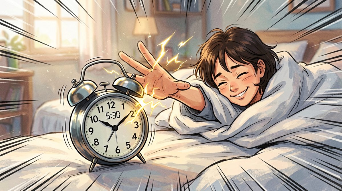 第2格：手比脑子反应快，零秒按掉闹钟回归美梦。