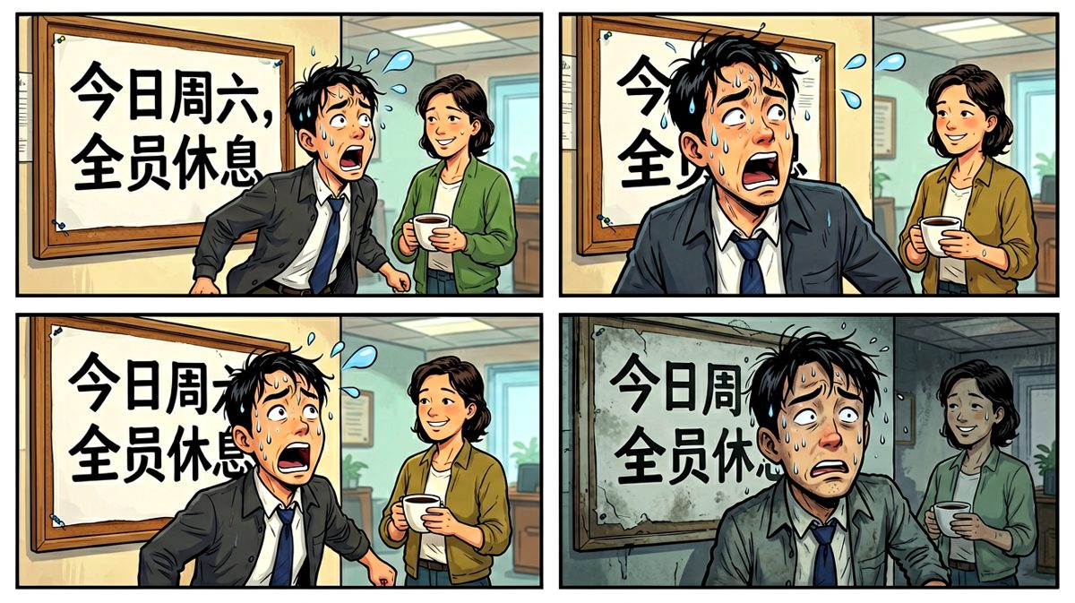冲到公司发现今天是周末，原地石化