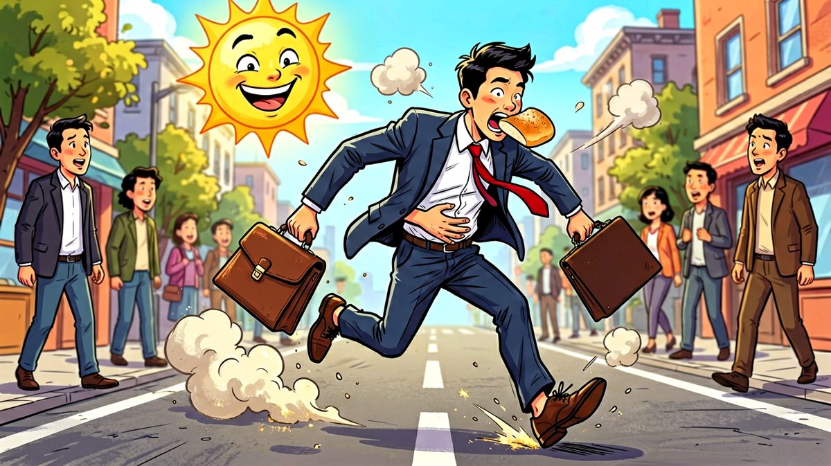 迟到预警！以百米冲刺的速度奔向公司，面包就是我的早餐！