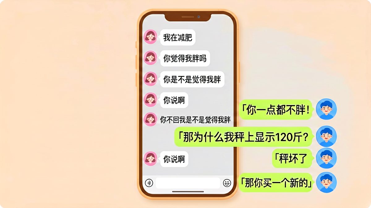 女生连环追问自己胖不胖，男生终于把天聊死了