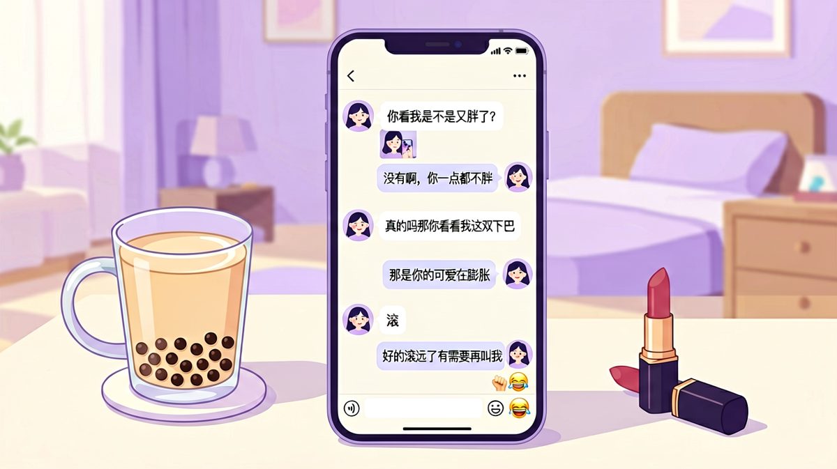 双下巴危机：一句'可爱在膨胀'硬是扭转了生死局，男生情商终于上线。
