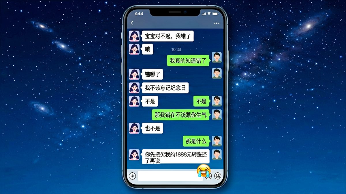 以为是在道歉，结果转账才是正事