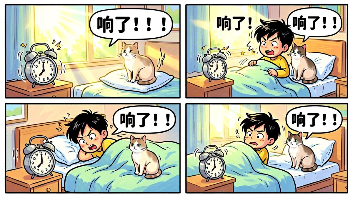 闹钟疯狂轰炸，被窝里的灵魂仍在挣扎