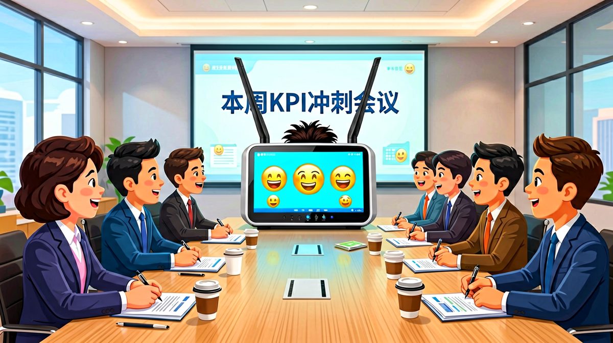 老板变成路由器了，信号满格才能开会！