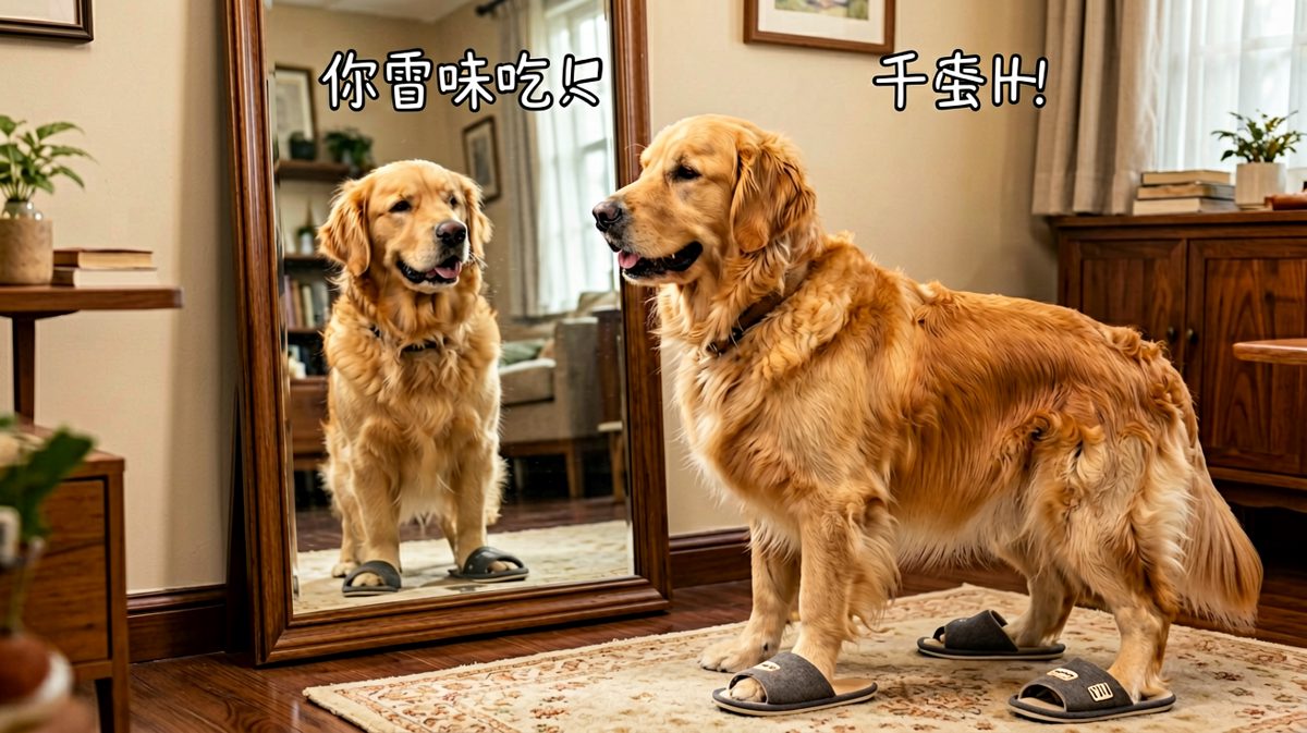 狗狗：今天也要帅气出门！（虽然拖鞋穿反了）