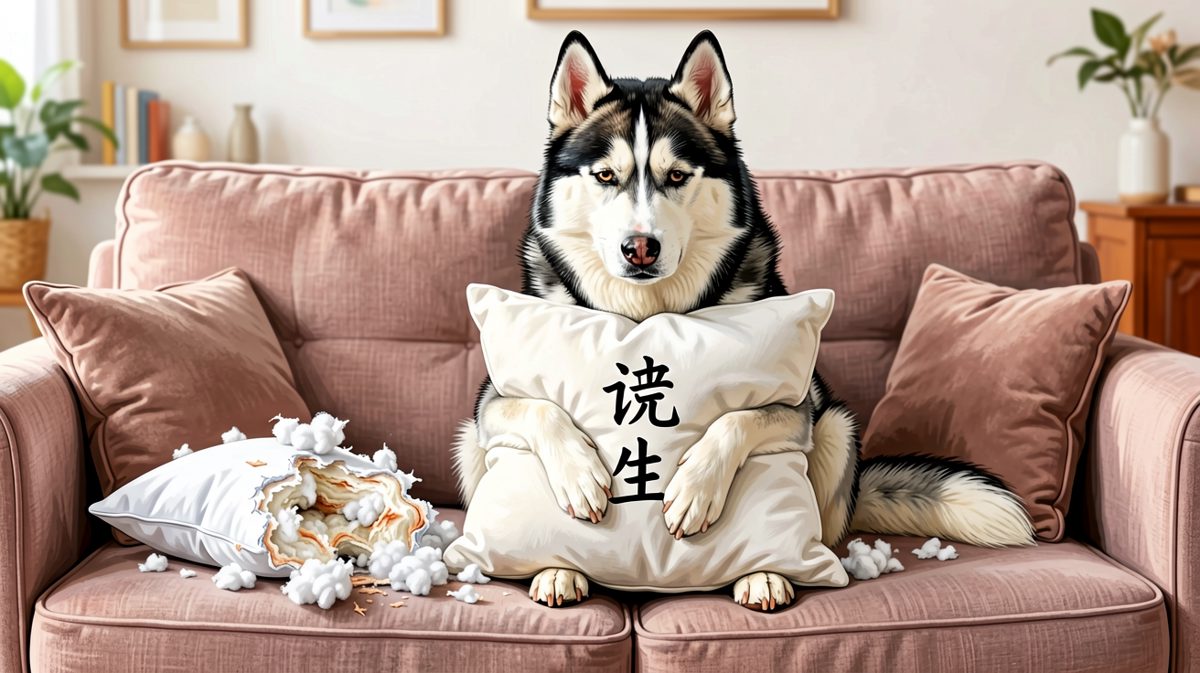 哈士奇：枕头是我的敌人，而我是胜利者。