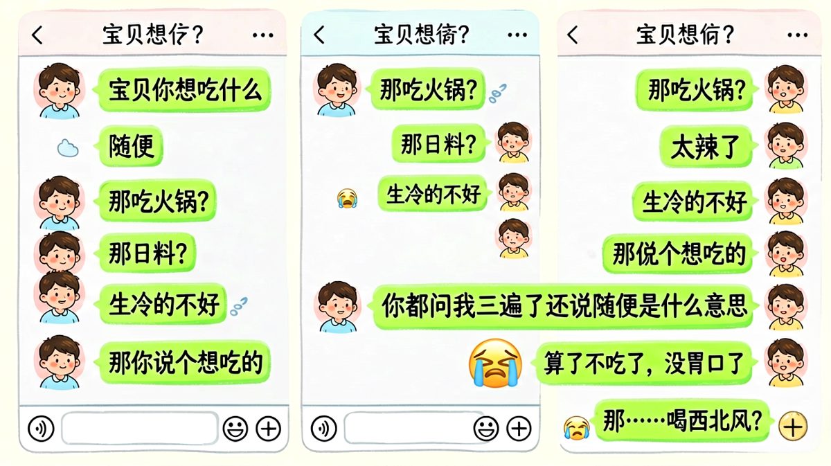 随便这两个字，是情侣间的终极难题