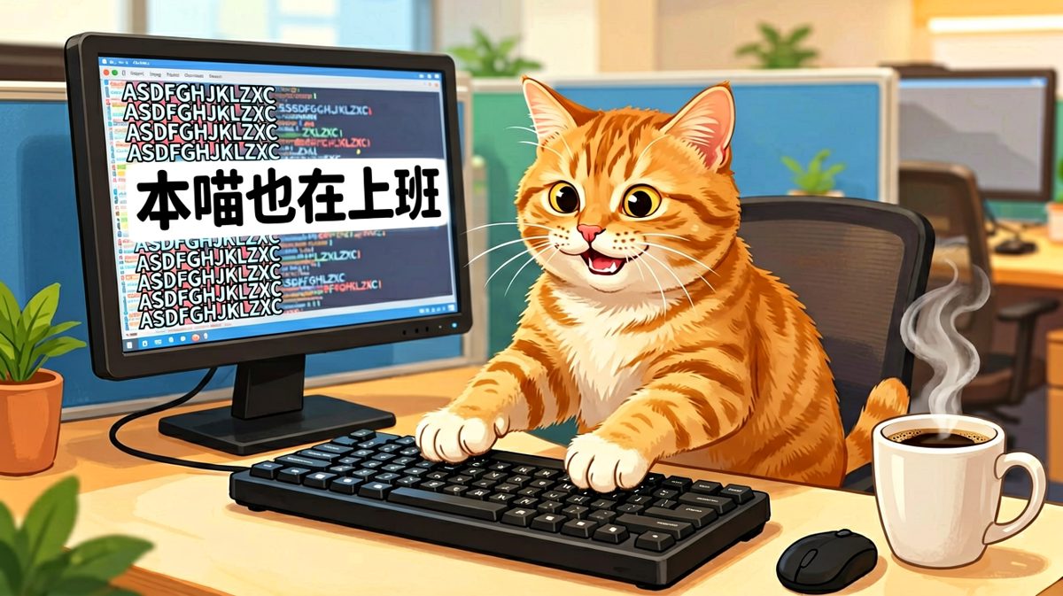 打工人猫咪：键盘就是我的舞台！