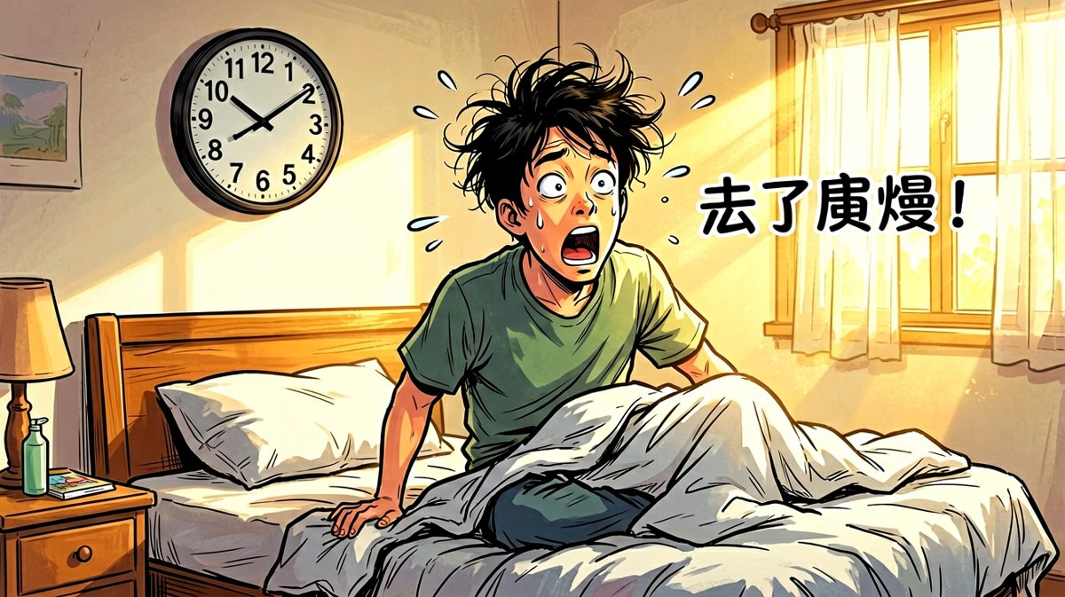 醒过来发现已经八点半，迟到了！！！