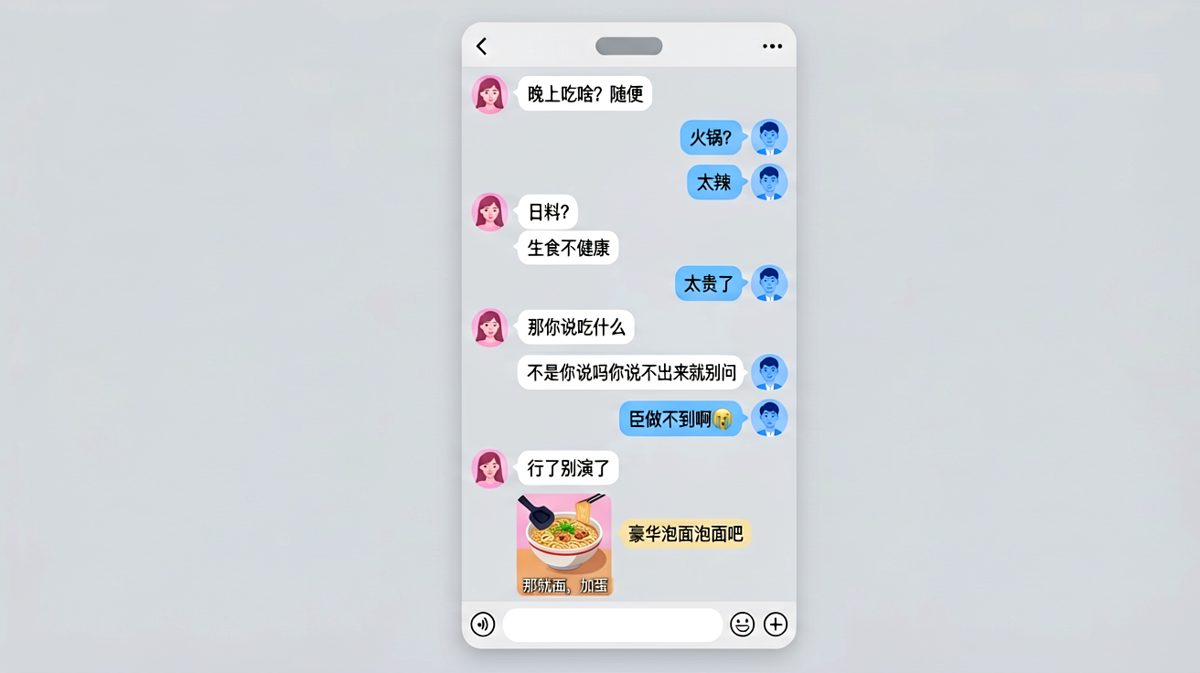 从火锅到泡面的崩溃之路，「随便」是最难的回答题。