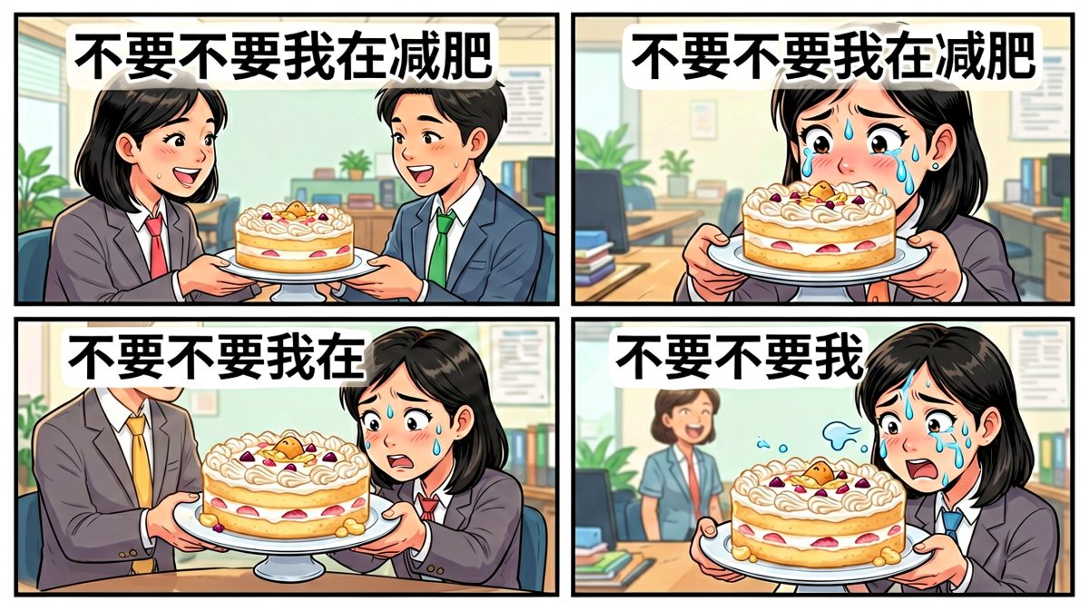 同事送蛋糕，意志力开始动摇