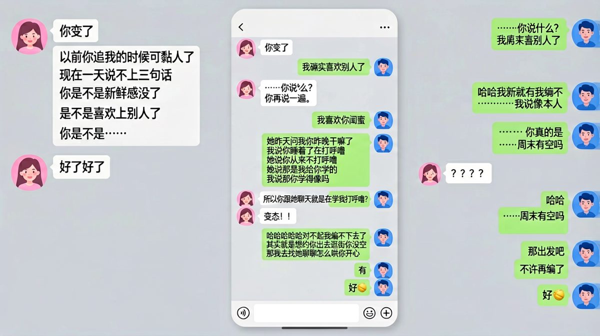 男生编出「喜欢上闺蜜」的惊天谎言，结果越描越黑。