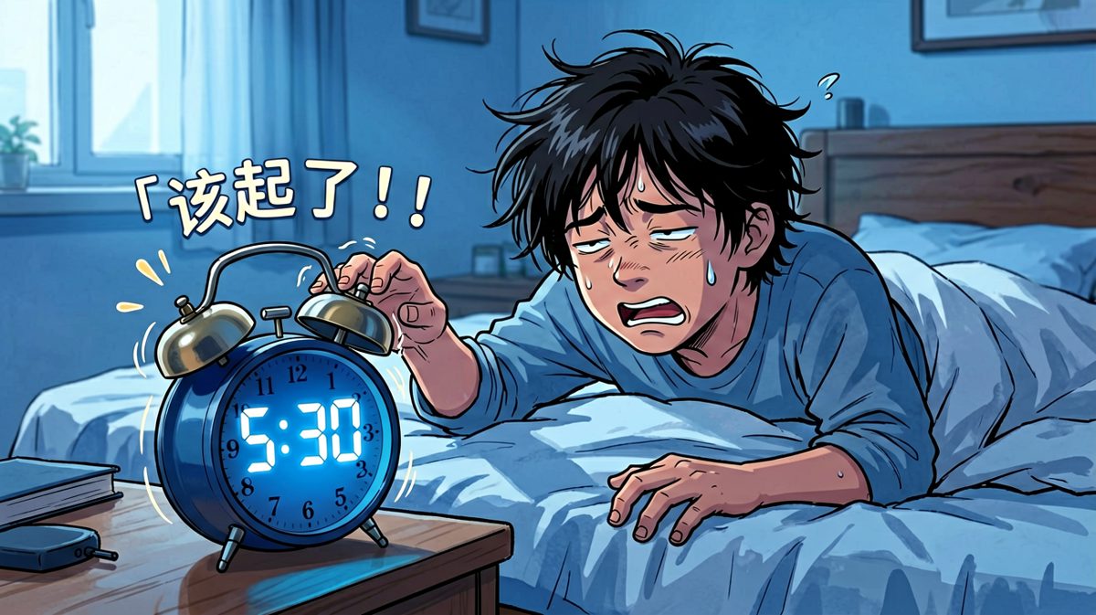 闹钟响了，手比脑子快，本能地按掉继续睡。