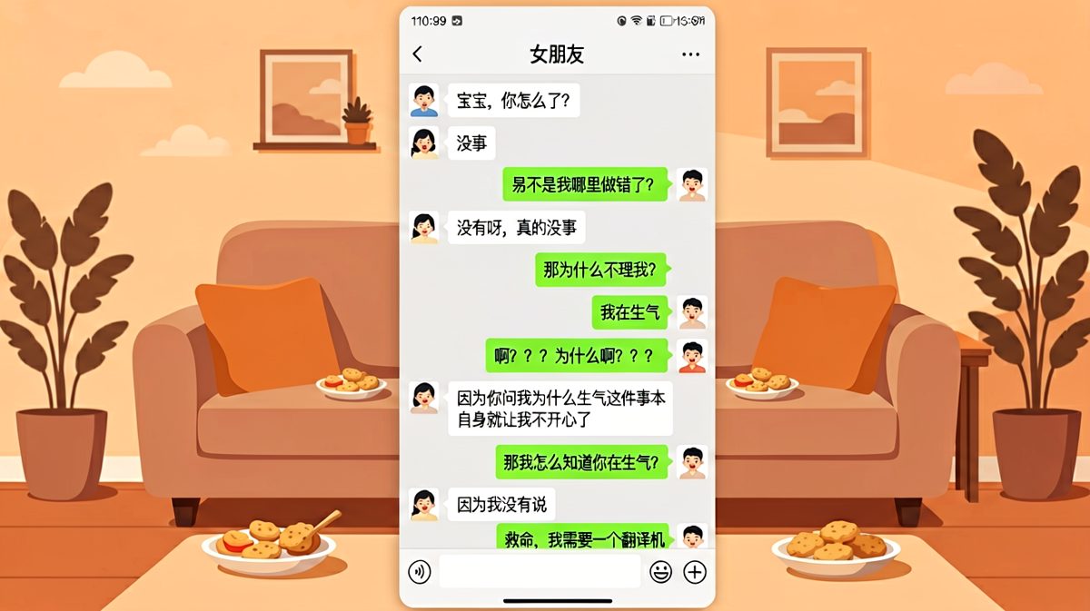 女生明明在生气却说自己没生气，男生彻底崩溃求饶。