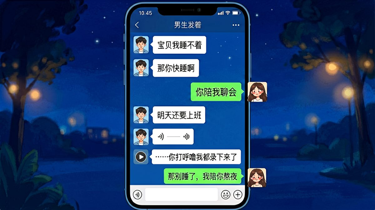 男生装睡不着求陪伴，结果被女生反将一军。
