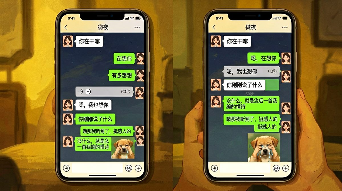 60秒语音念情诗，最后全靠一句「我听到了」硬撑。