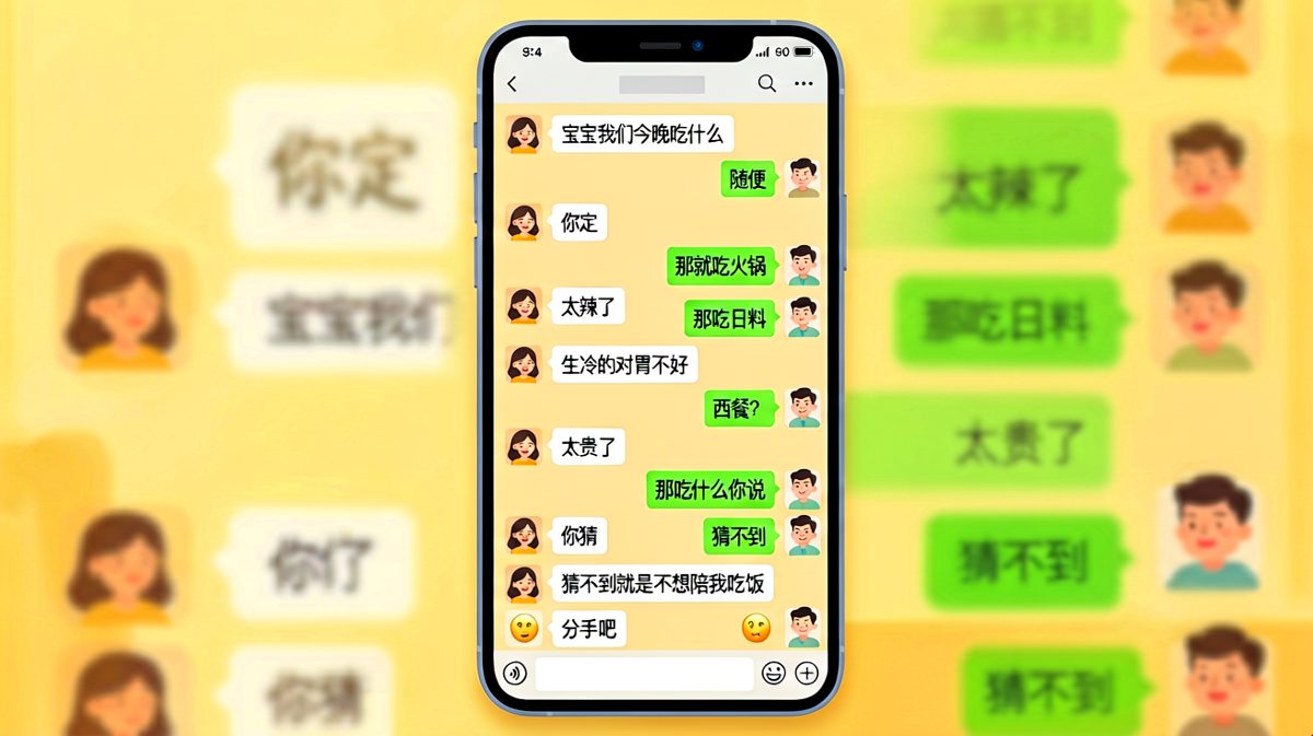 '随便'是情侣间最危险的字眼，男生的每一步都在雷区上蹦迪。