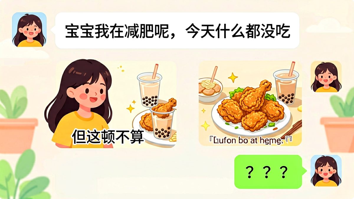 减肥宣言与炸鸡现场的反差萌