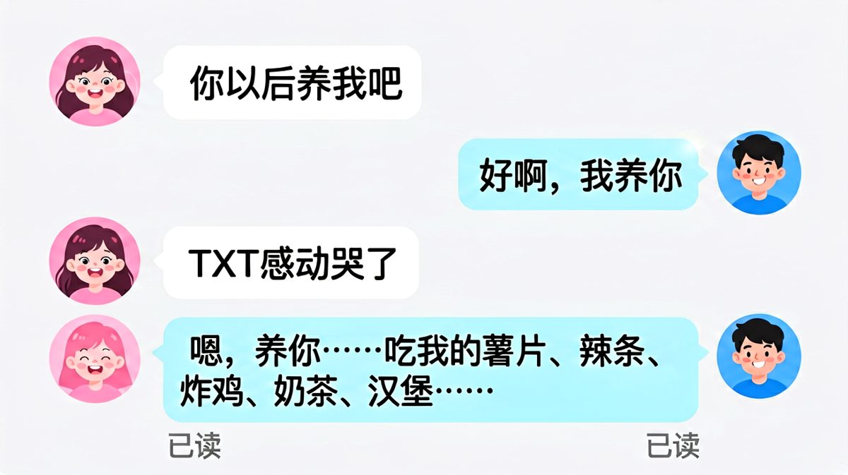 女生试探求包养，男生认真列举零食清单