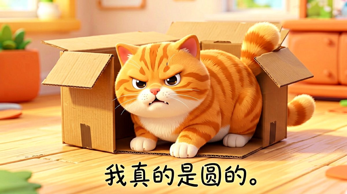 橘猫坚信自己能塞进任何盒子，哪怕只露出半截屁股。