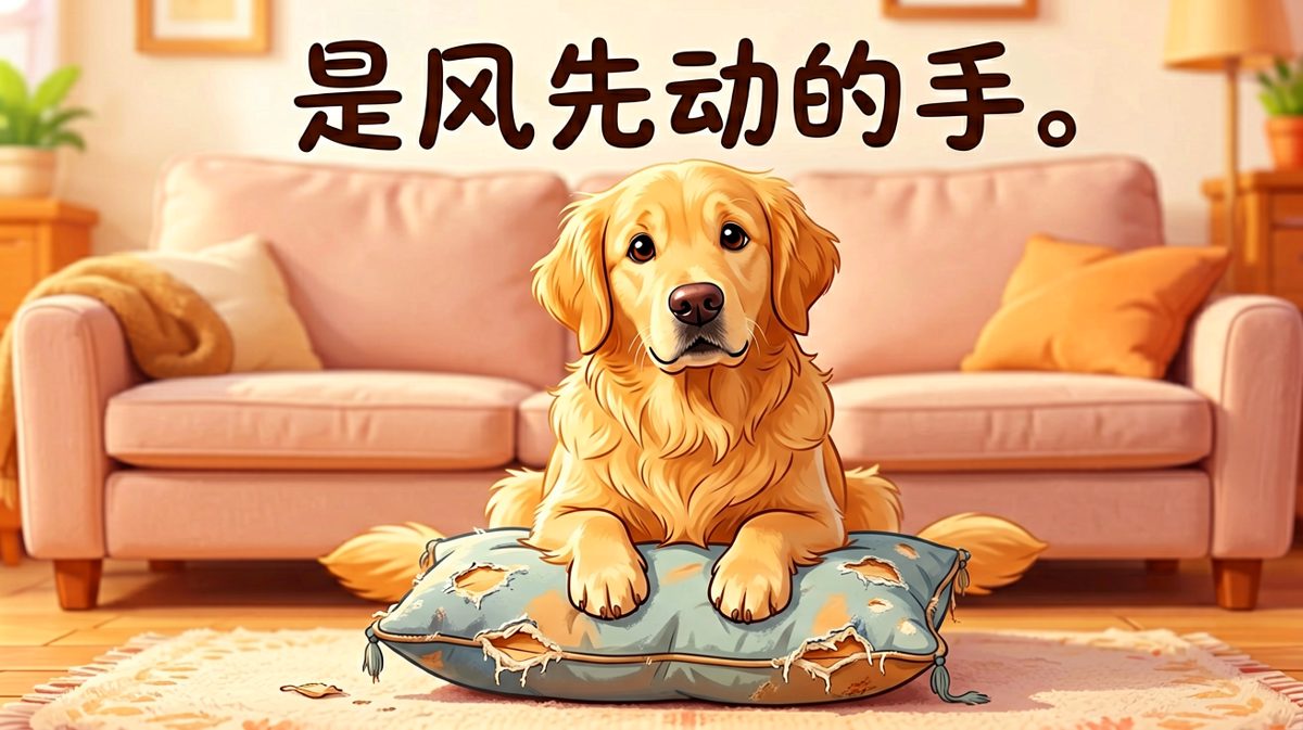 金毛拆家后卖萌，让人完全舍不得批评它。