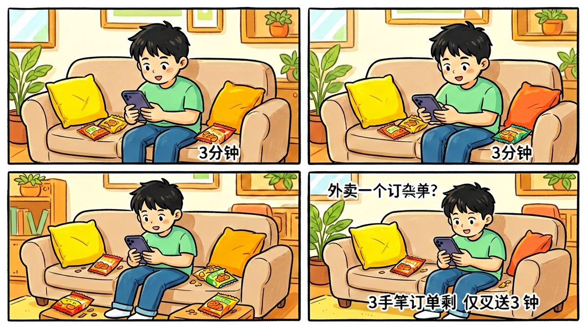 外卖即将送达，主角满怀期待